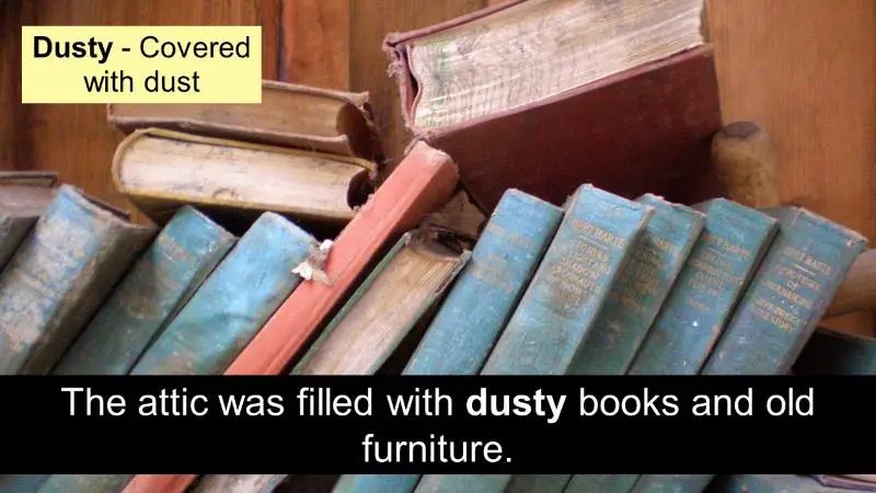 The suffix y The attic was filled with dusty books and old furniture.